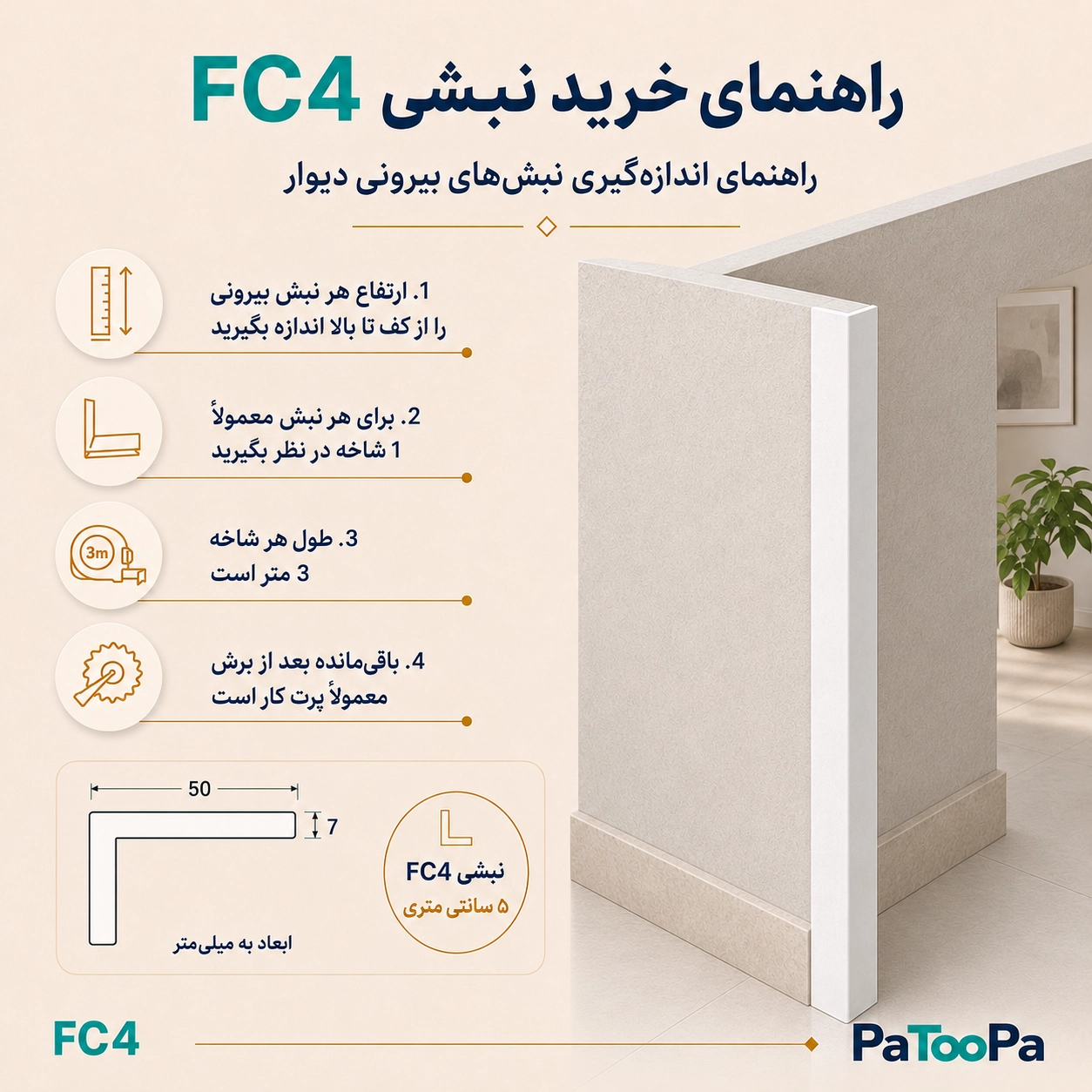 مزایای نبشی پلی استایرن بهینا سری FC4