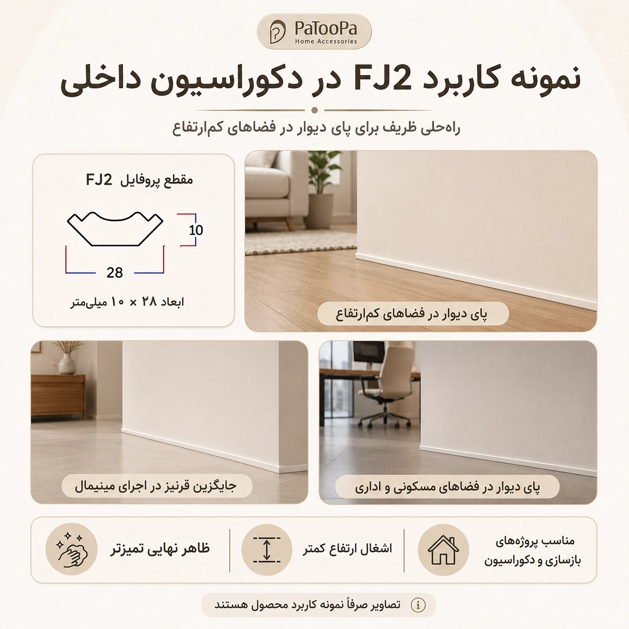 مزایا و مشخصات پروفیل FJ2 بهینا جایگزین قرنیز کم ارتفاع